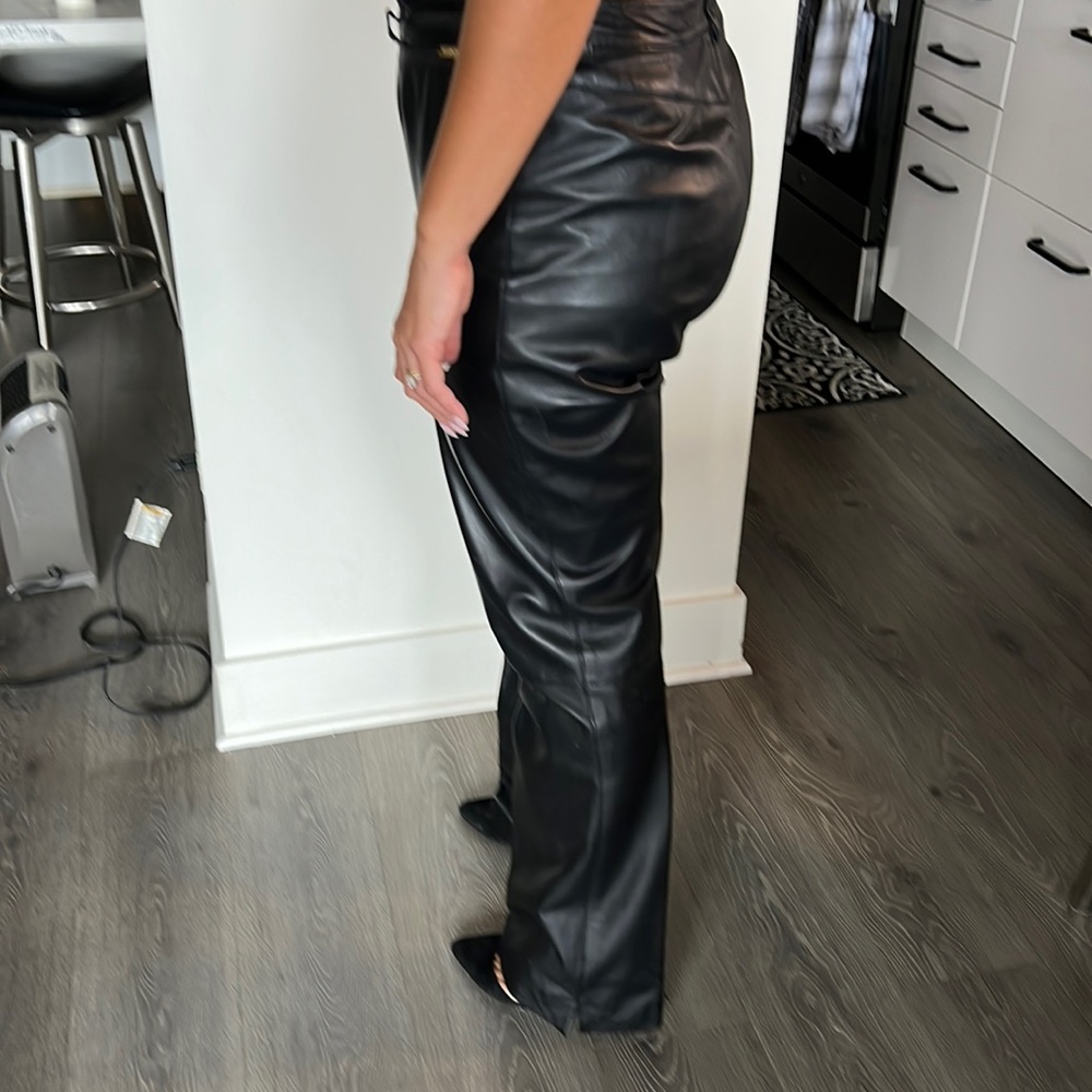 ST JOHN Black Leather Pants